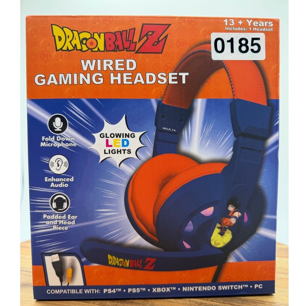 Dragon Ball Z Wired Gaming Headset LED Goku Blue Orange PS5 Xbox Switch PC New